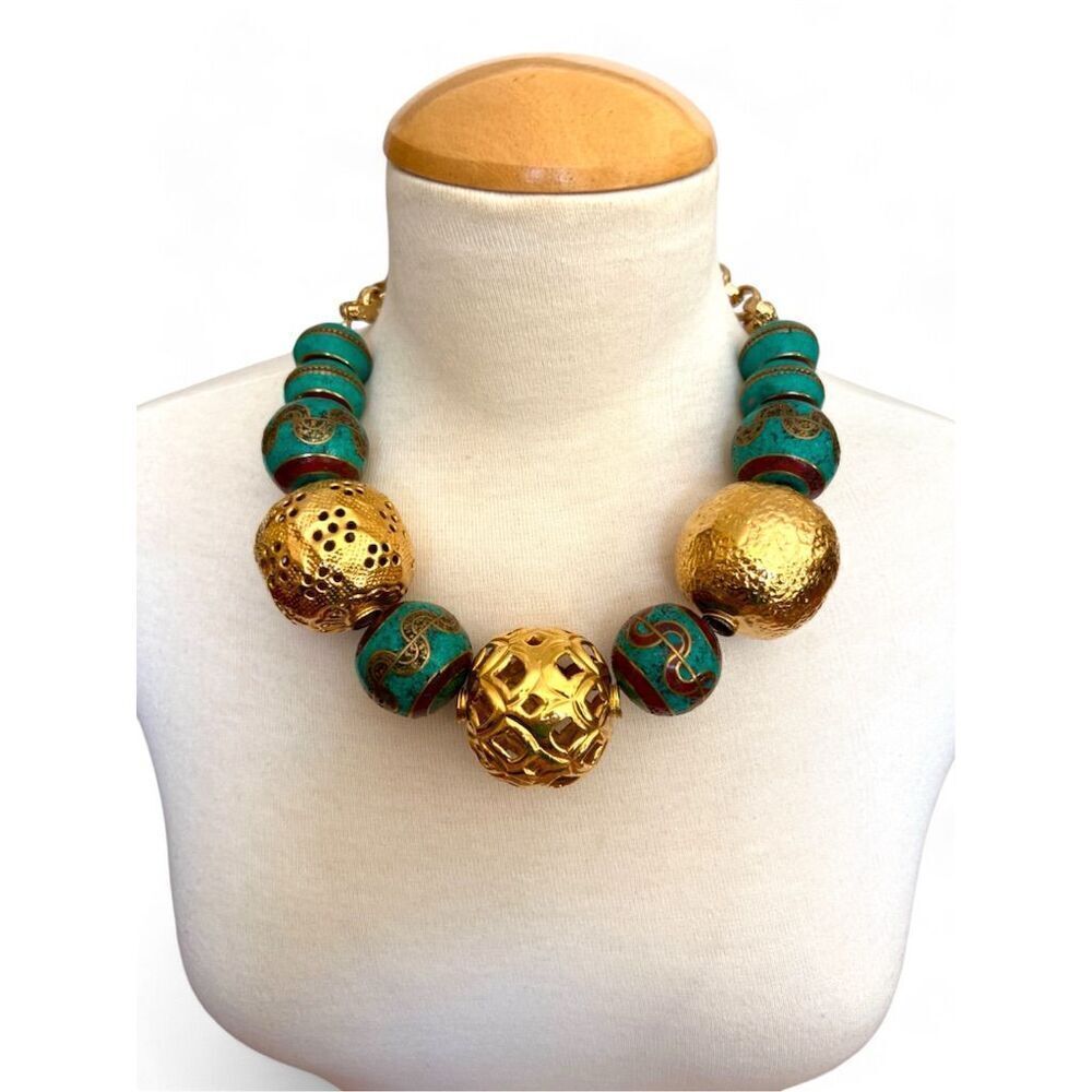 RACHEL Devon Leigh Jewelry Statement Necklace Turquoise  Handmade One of a kind